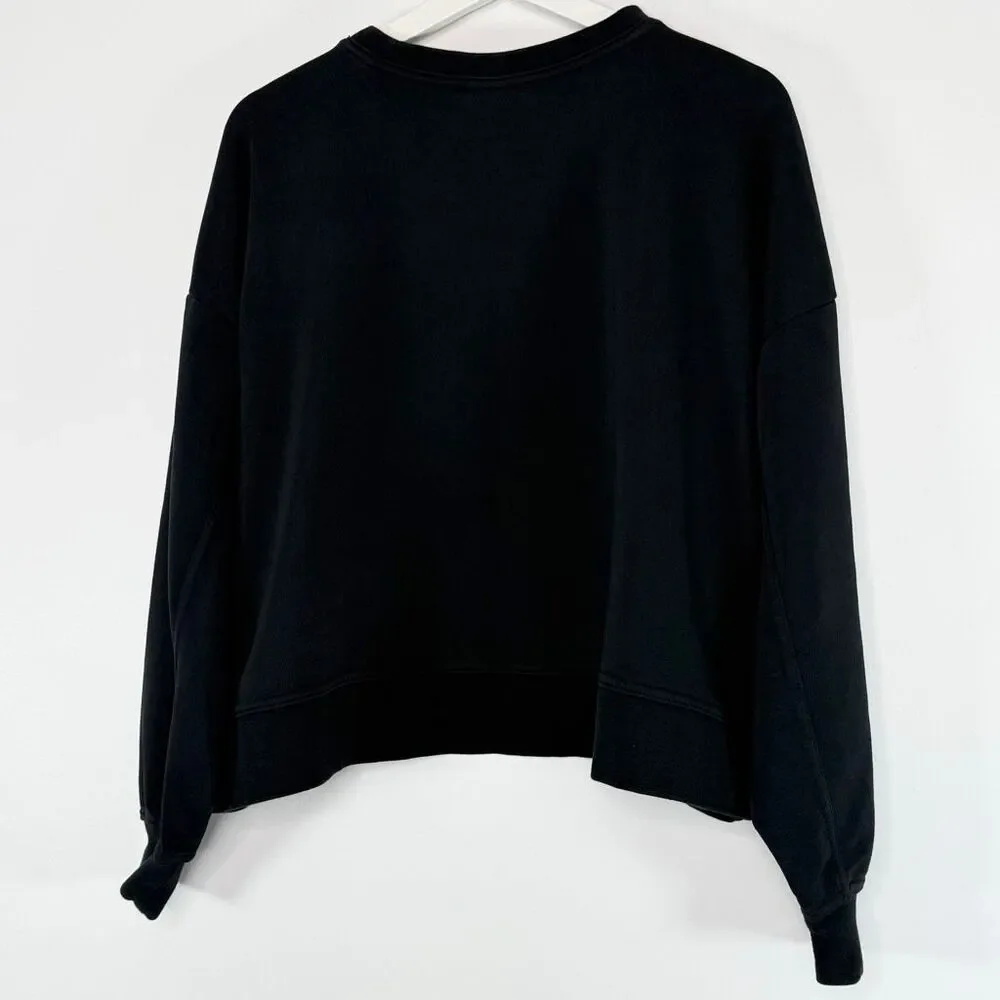 Nike Training Boxy Fit Crewneck Cropped Slouchy Chenille Logo Swoosh Sweat Shirt - Picture 2 of 9